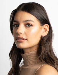 Gold Diamante Rectangular Huggie Hoop Earrings - link has visual effect only