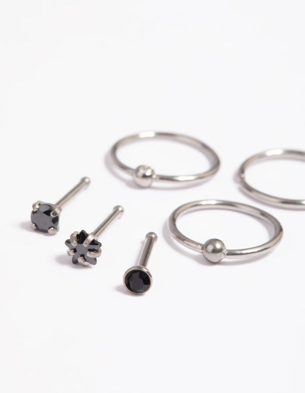 Titanium Crystal Nose Studs