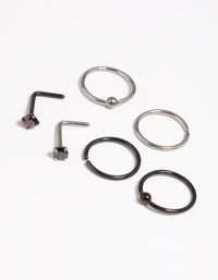Matte Black and Red Titanium Nose Studs - link has visual effect only