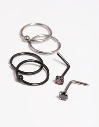 Matte Black and Red Titanium Nose Studs - link has visual effect only
