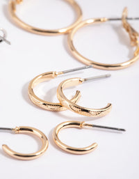 Mixed Metal Diamante Sleeper Hoop Earring Pack - link has visual effect only