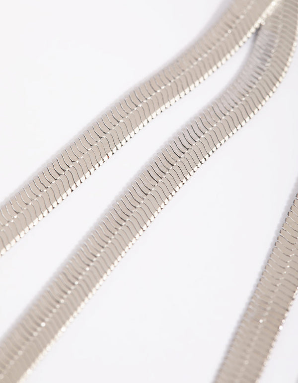 Rhodium Twisted Chain Drop Earrings