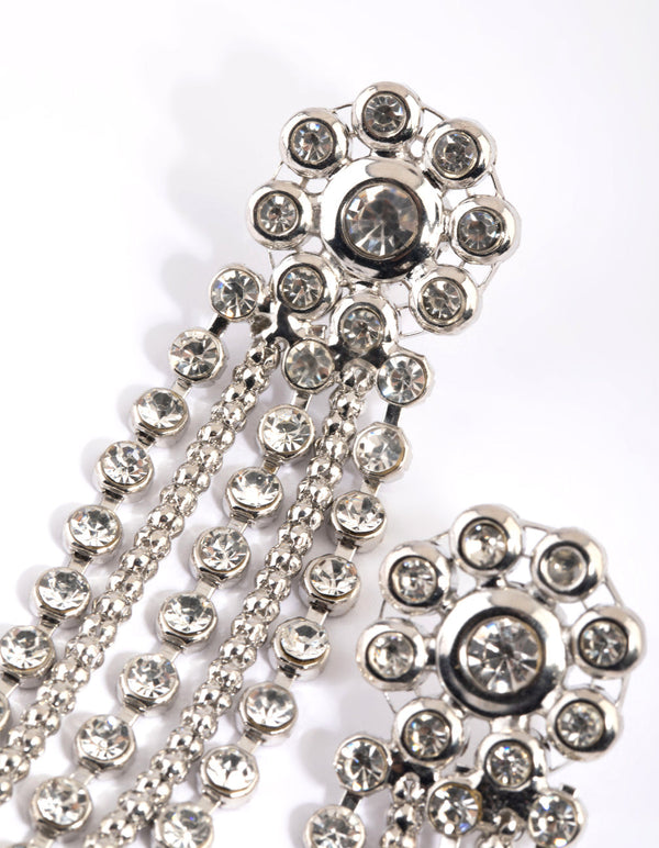 Rhodium Mixed Chain Drop Earrings