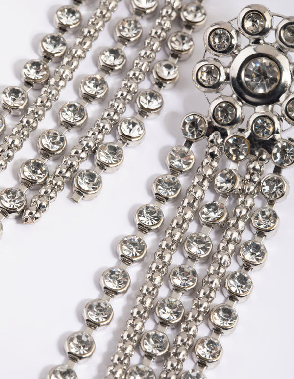 Rhodium Mixed Chain Drop Earrings
