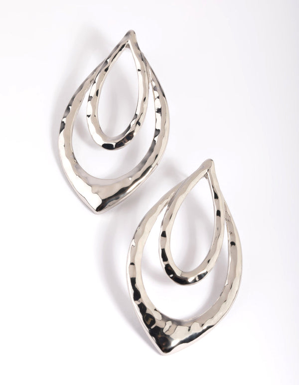 Rhodium Double Drop Earrings
