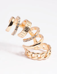 Gold Woven Diamante Earring Stack Pack - link has visual effect only