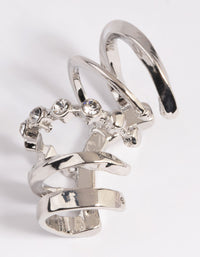 Rhodium Smooth Earring Stack Pack - link has visual effect only