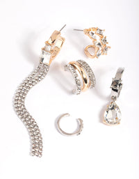 Mixed Metal Cup Chain Earring Stack Pack - link has visual effect only