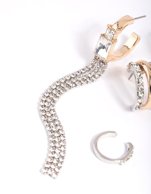 Mixed Metal Cup Chain Earring Stack Pack