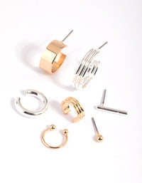 Mixed Metal Textured Earring Stack Pack - link has visual effect only