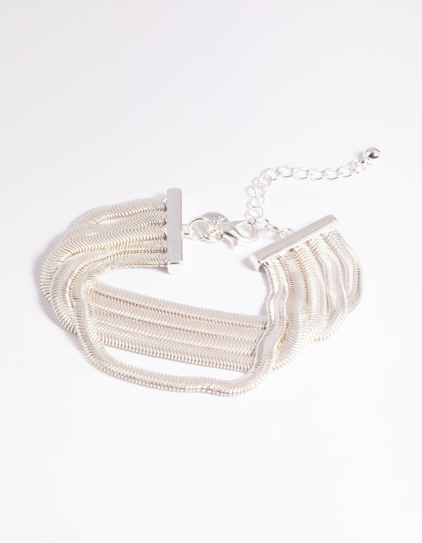 Silver Snake Chain Layered Necklace