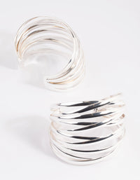 Silver Cross Over Double Cuff Bracelet - link has visual effect only