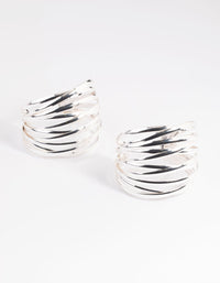 Silver Cross Over Double Cuff Bracelet - link has visual effect only