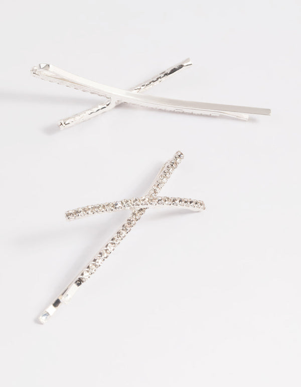Silver Cross Slide Clips