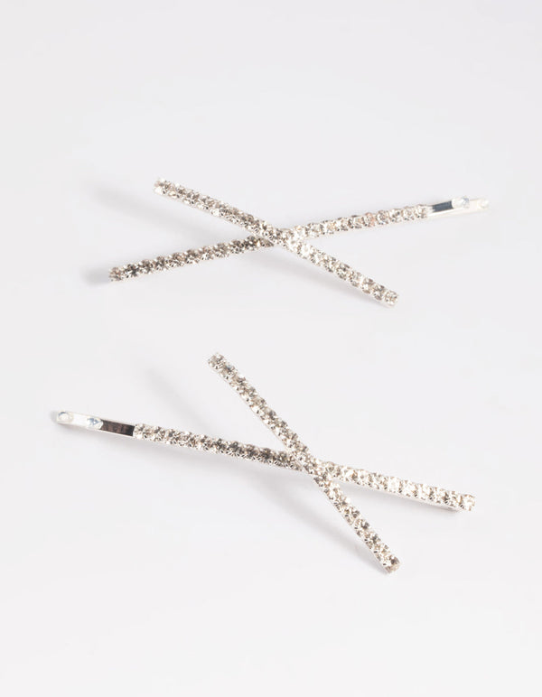 Silver Cross Slide Clips