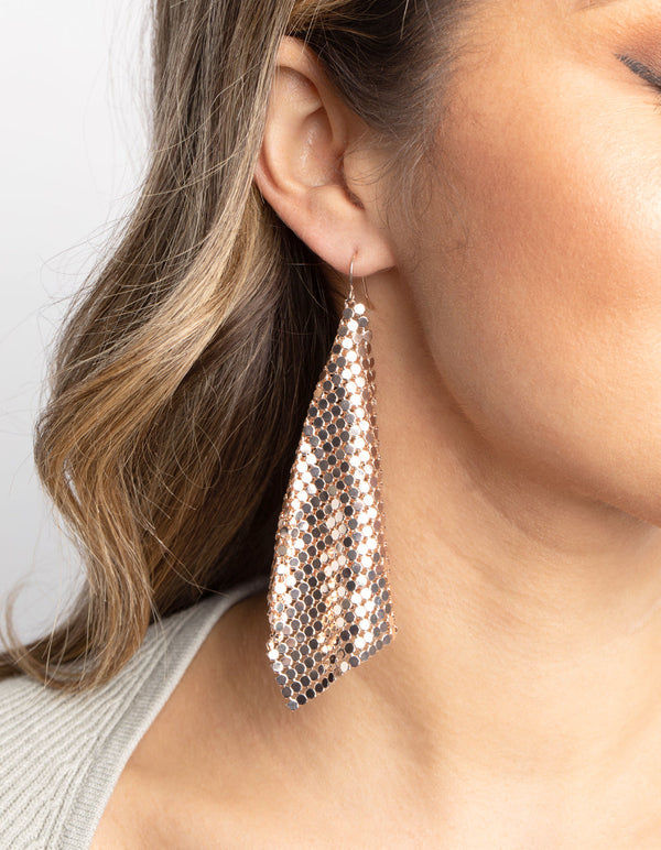 Rose Gold Chain Mail Drop Earrings