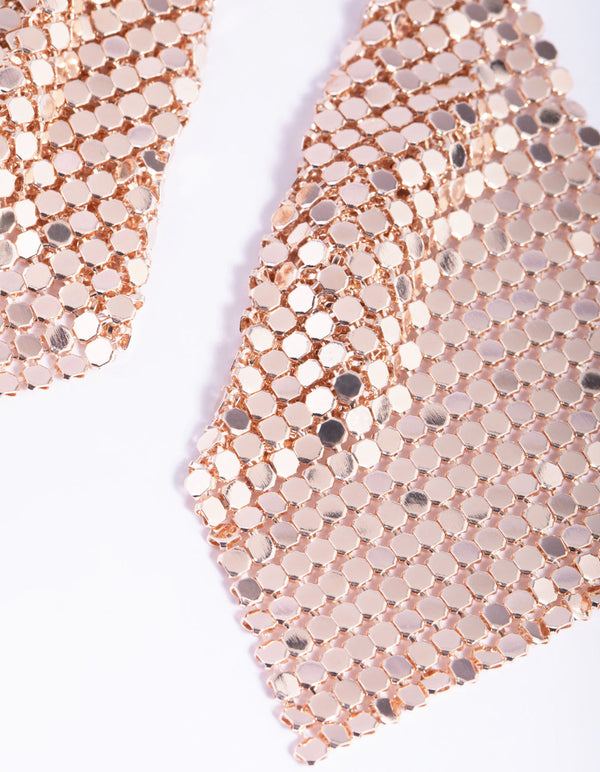 Rose Gold Chain Mail Drop Earrings