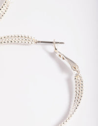 Rhodium Textured Criss Cross Hoop Earrings - link has visual effect only