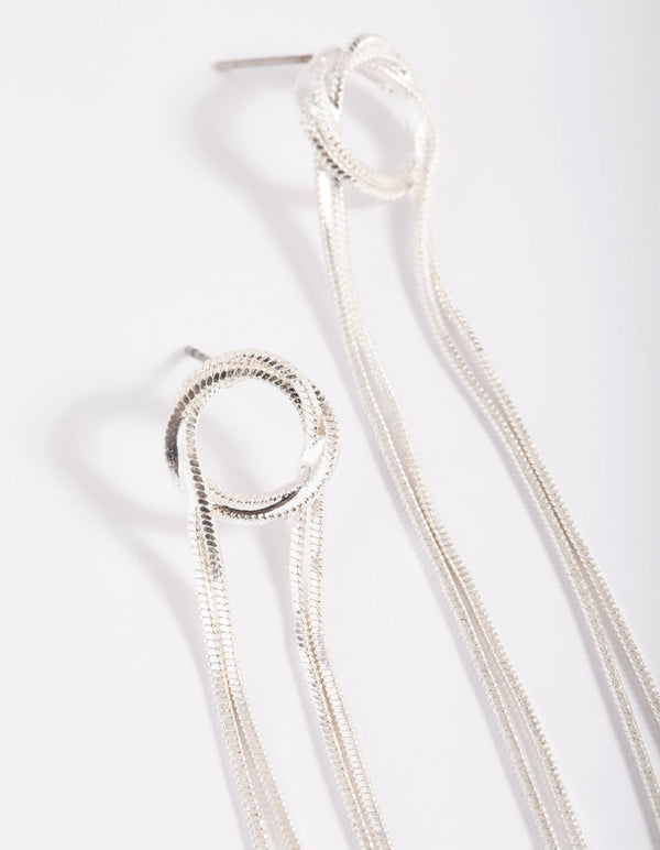Rhodium Looped Drop Earrings