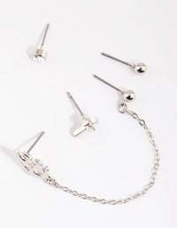 Rhodium Flame Chain Earring Stack Pack - link has visual effect only