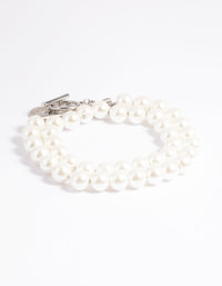 Rhodium Pearl Layered Bracelet - link has visual effect only