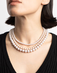 Gold Pearl and Bead Layered Necklace - link has visual effect only