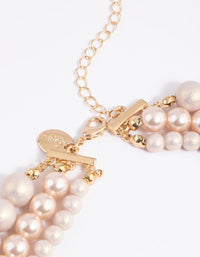 Gold Pearl and Bead Layered Necklace - link has visual effect only