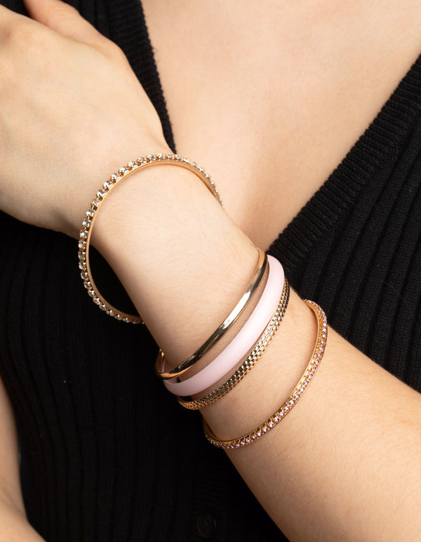 Blush Pearlised Diamante Bangle Pack