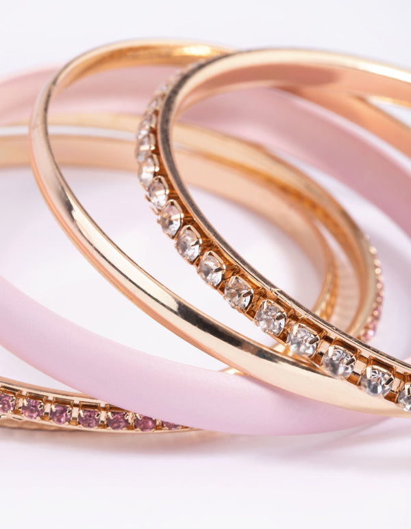 Blush Pearlised Diamante Bangle Pack
