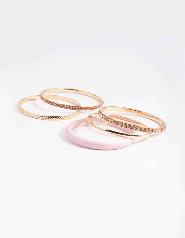 Blush Pearlised Diamante Bangle Pack