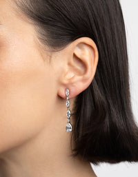 Rhodium Diamond Simulant Oval Drop Earrings - link has visual effect only