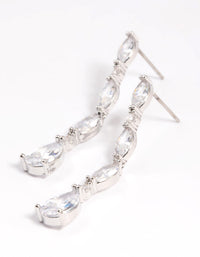 Rhodium Diamond Simulant Oval Drop Earrings - link has visual effect only
