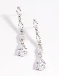 Rhodium Diamond Simulant Oval Drop Earrings - link has visual effect only