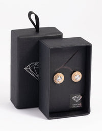 Gold Diamond Simulant Stud Earrings - link has visual effect only