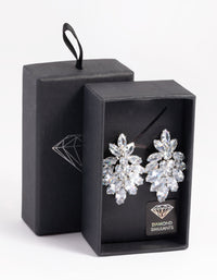 Rhodium Diamond Simulant Marquise Statement Earrings - link has visual effect only