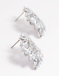 Rhodium Diamond Simulant Marquise Statement Earrings - link has visual effect only