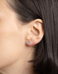 Rhodium Diamond Simulant Square Necklace and Earrings Set - link has visual effect only