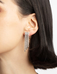 Rhodium Diamond Simulant Waterfall Necklace and Earrings Set - link has visual effect only