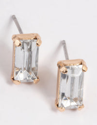 Gold Diamante Baguette Stud Earrings - link has visual effect only