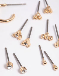 Gold Pearl Stud and Huggie Hoop Earring Pack - link has visual effect only