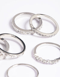 Rhodium Textured Ring Stack Pack - link has visual effect only