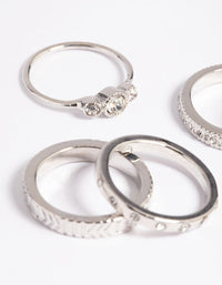 Rhodium Textured Ring Stack Pack - link has visual effect only