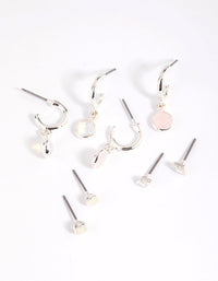 Silver Semi-Precious Stone Hoop Earrings - link has visual effect only