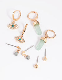 Green Fluorite Evil Eye Earring Stack Pack - link has visual effect only
