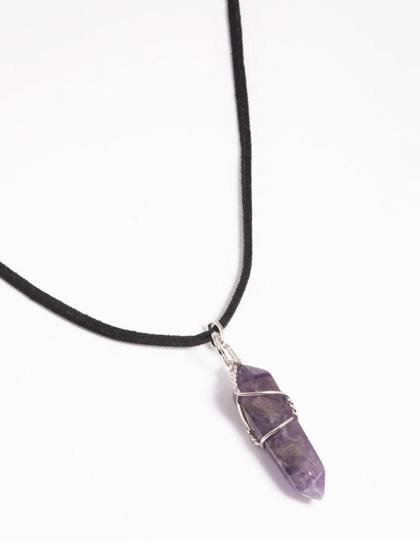 Amethyst Shard Cord Necklace