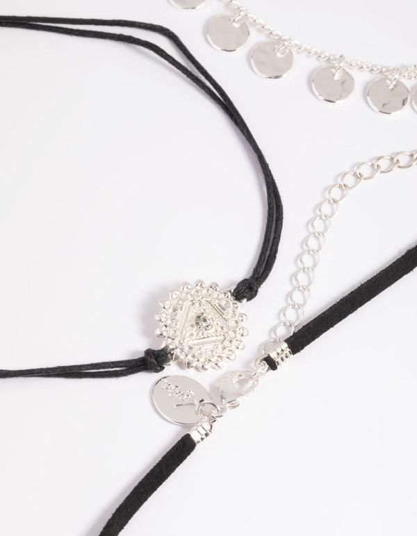 Mixed Metal Semi-Precious Stone Jingle Choker Necklace