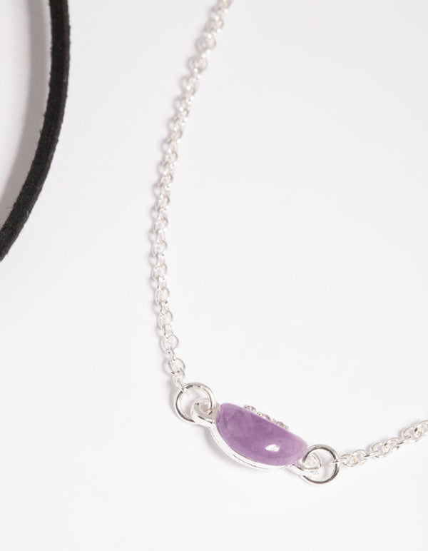 Mixed Metal Semi-Precious Stone Jingle Choker Necklace