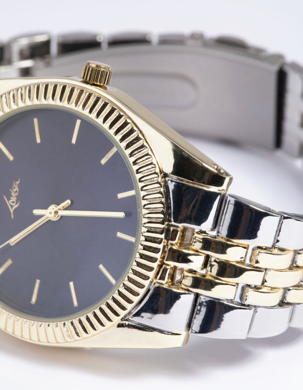 Mixed Metal Classic Link Strap Watch