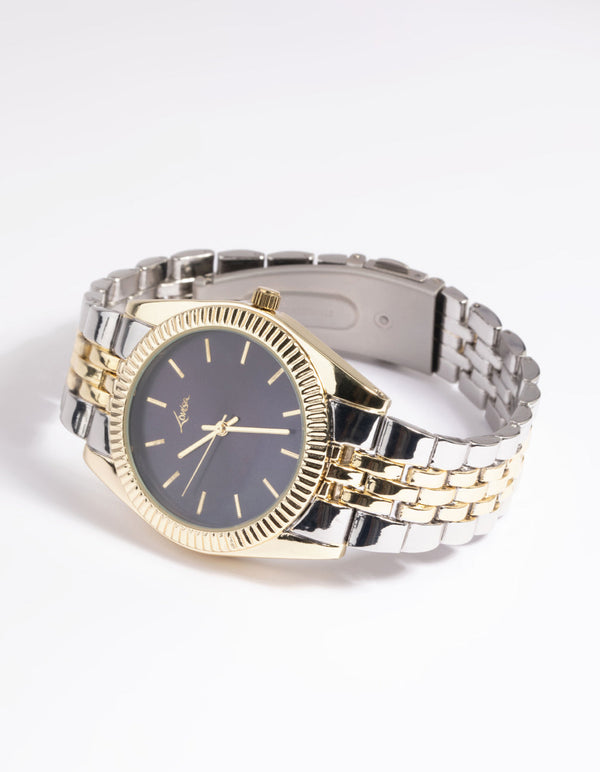 Mixed Metal Classic Link Strap Watch
