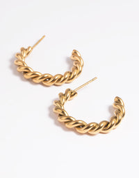 Gold Plated Surgical Steel Twisted Hoop Earrings - link has visual effect only